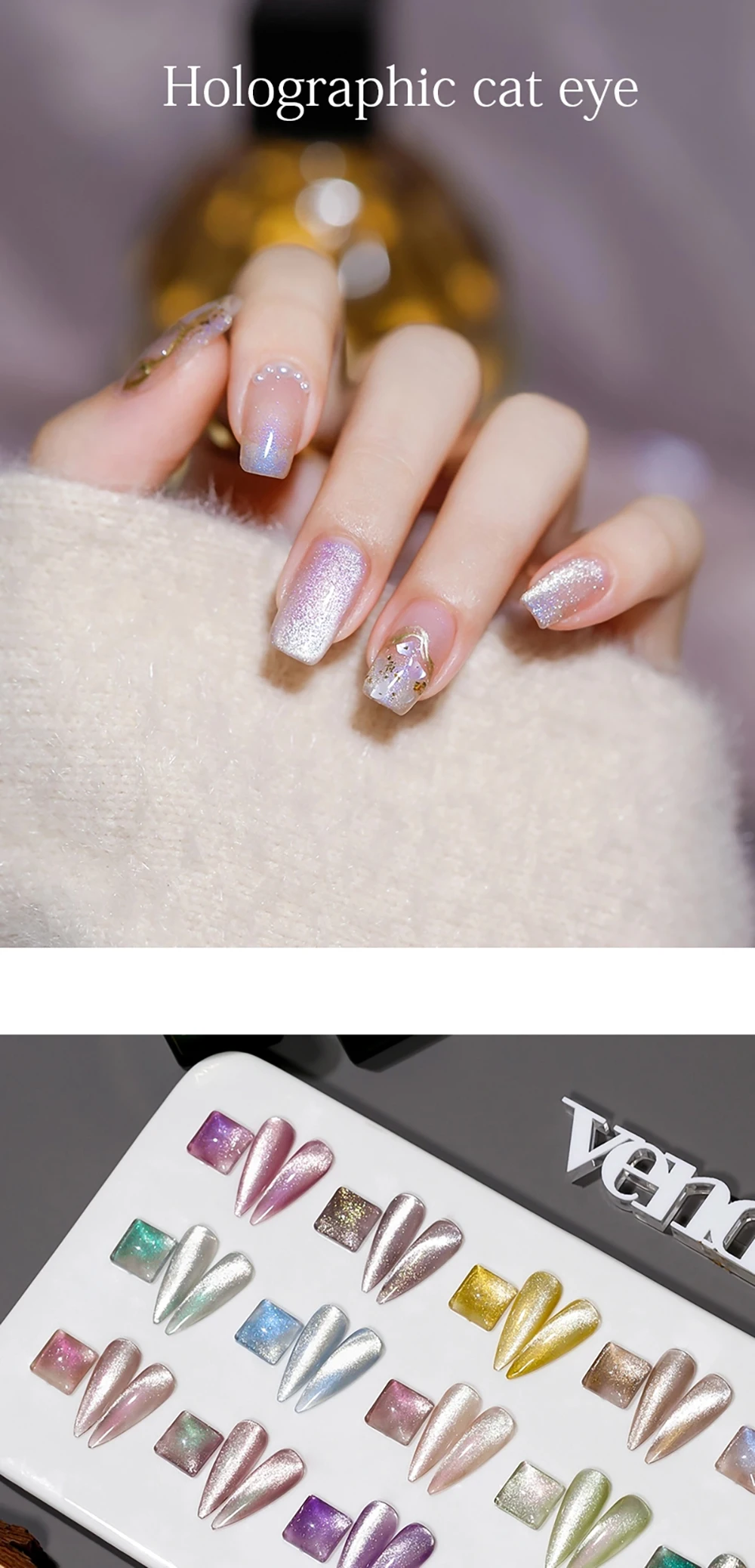 Vendeeni Glitter 9D Cat Eye Nagelgel-Lack Magnet Hybrid Laser Bunter Nagelkunst-Gel-Lack UV LED Aushärtbarer Nagelgel-Lack – Detail 1