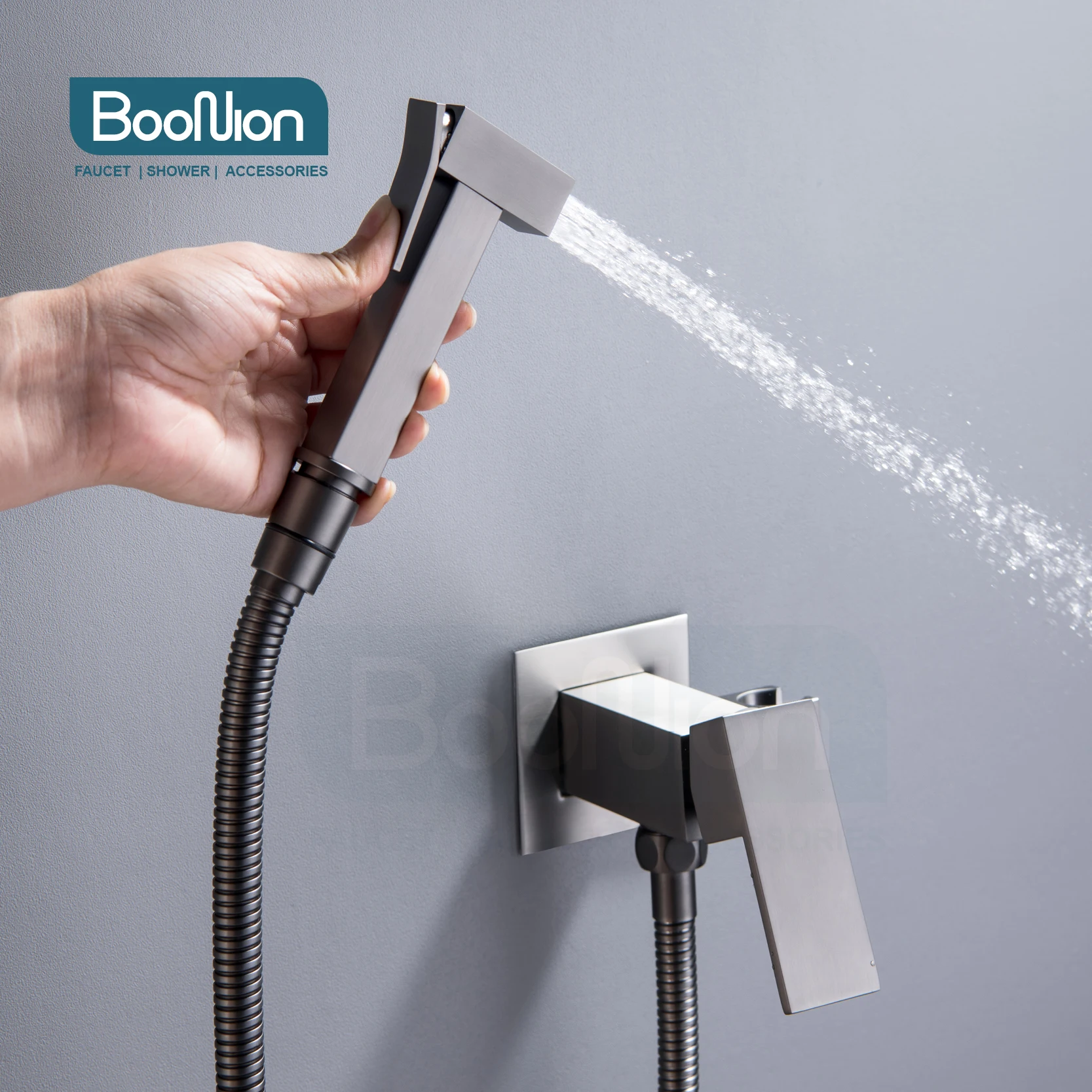 

Boonion Bidet faucet Brass Gun gray plated shower faucet Hot and cold faucet Square shower faucet Toilet faucet