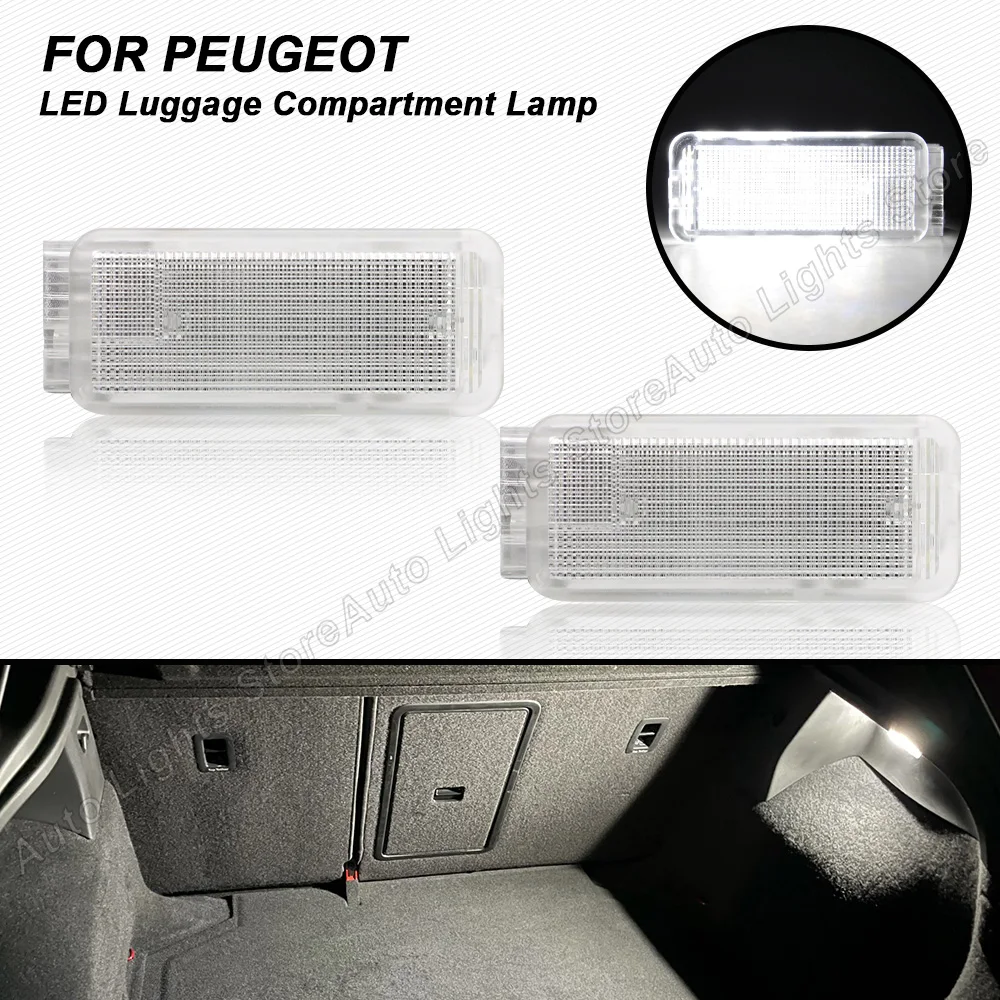 2PCS LED Trunk Luggage Light For Peugeot 206 207 306 307 308 3008 406 407 5008 607 806 807 Footwell Interior lights Door Lamps