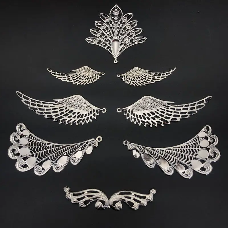 2-10Pcs Wing Filigree Wraps Connectors Metal Crafts Gift Hair Jewelry Accessories Ancient Fashion Decorative Findings