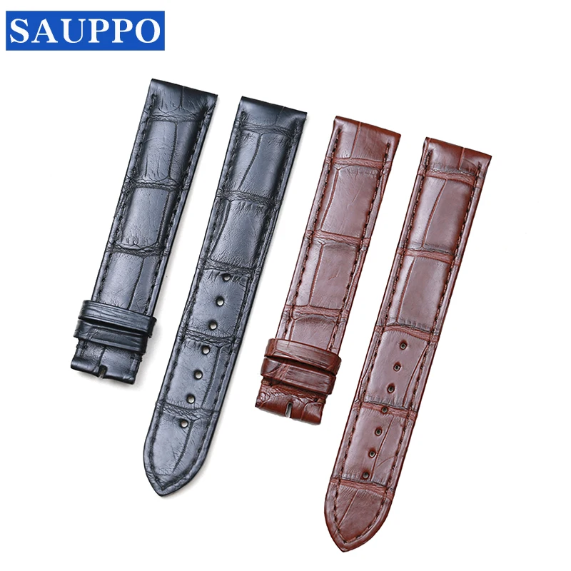 

SAUPPO 18.5mm Alligator Leather Suitable for CARTIER TANK Watch Strap Pin Buckle Watch Accessories Crocodile Leather Men Women