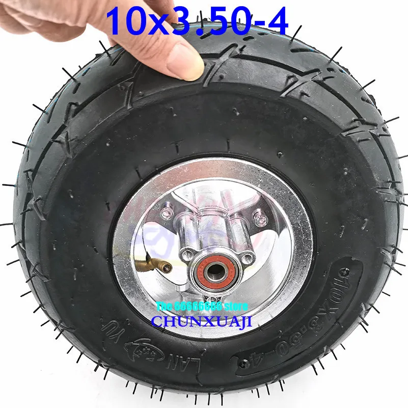 10x350-4 Tube Tyre with 4 Inch Hub Rim Brake Disc Sprocket Brake Pump 10x3.50-4 Tires Wheels Fits ATV Quad Go Kart 47cc 49cc