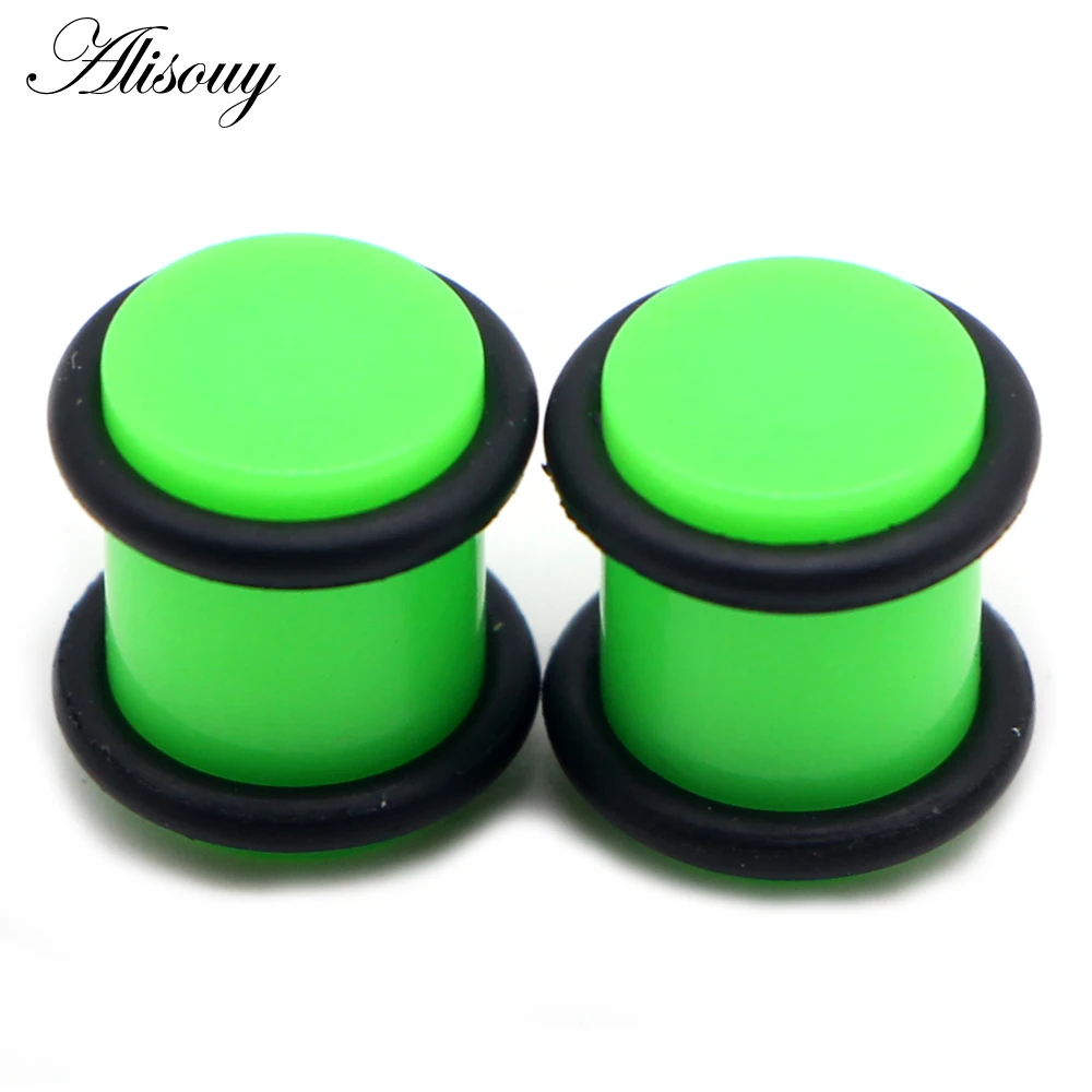 Alisouy 2Pc Punk Acrylic Ear Plugs Tunnel 1.6-10mm Black White Earring Gauges Ear Piercing Ear Flare Flesh Expander 12 color