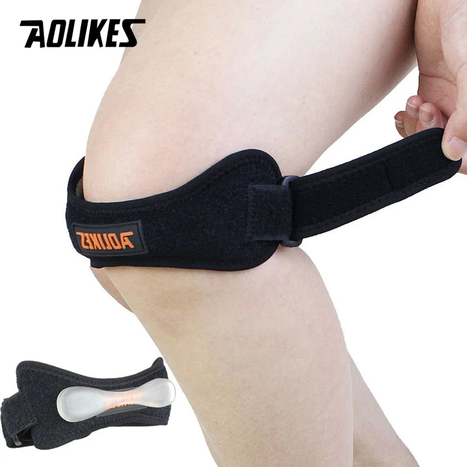 AOLIKES 1PCS Patella Kneecap Band Adjustable Silica Gel Knee Tendon Strap Protector Knee Pads Running Sport Cycling Knee Support