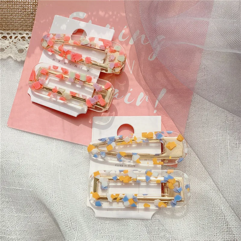 Cute Baby Girls 6pcs/set Candy Hair Clips Barrettes Wholesale Summer Lovely Colorful Acetate Hairpins Duckbill Clip Wholesale