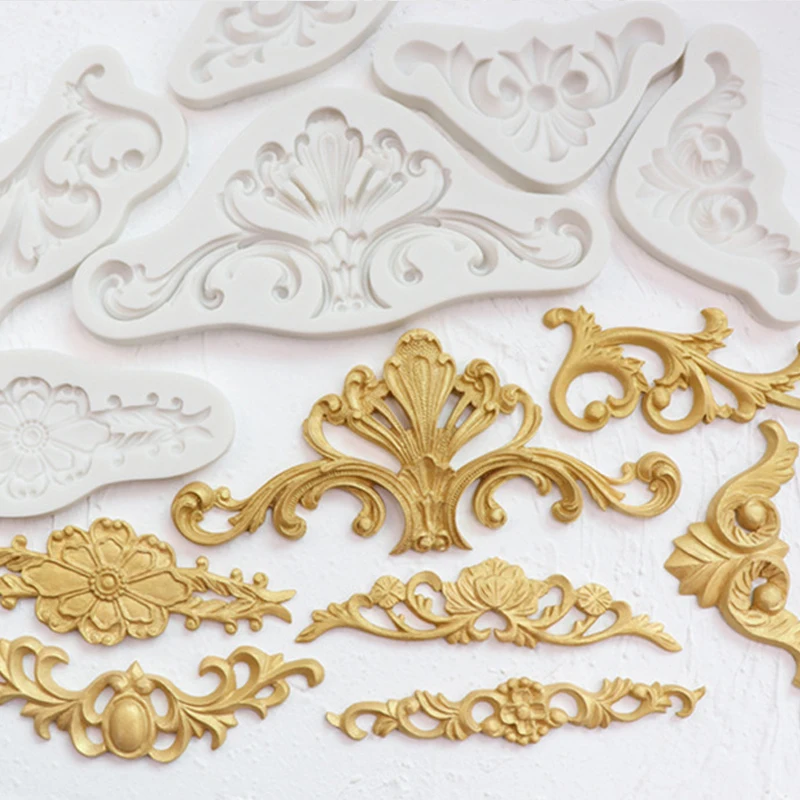 Flower Vine Relief Silicone Molds DIY Cake Border Fondant Cake Decorating Tools Sugarcraft Chocolate Clay Candy Molds