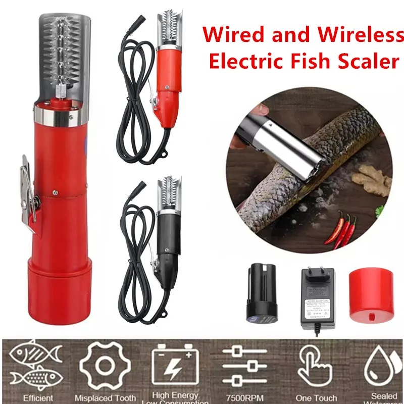 

120W Portable Electric Fish Scaler Fishing Scalers Clean Fish Remover Cleaner Descaler Scraper Seafood Tools EU Plug