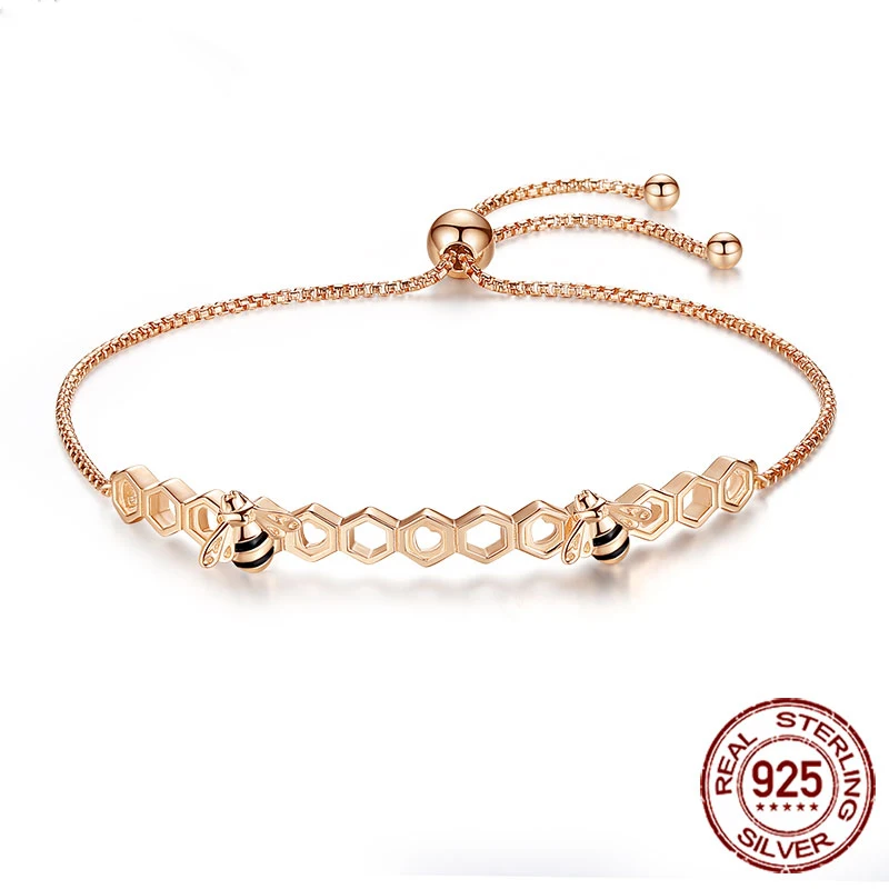 TONGZHE Charm Couple Bracelet 925 Sterling Silver Beads Men Bracelet Jewelry CZ Heart Luxury Honey Bee Bracelets For Women Sale
