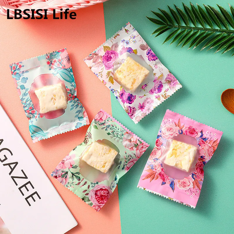 LBSISI Life100pcs Flower Style Chocolate Cookie Candy Snow Flakes Machine Hot Seal For Wedding Birthday Party Favor Packing Bag