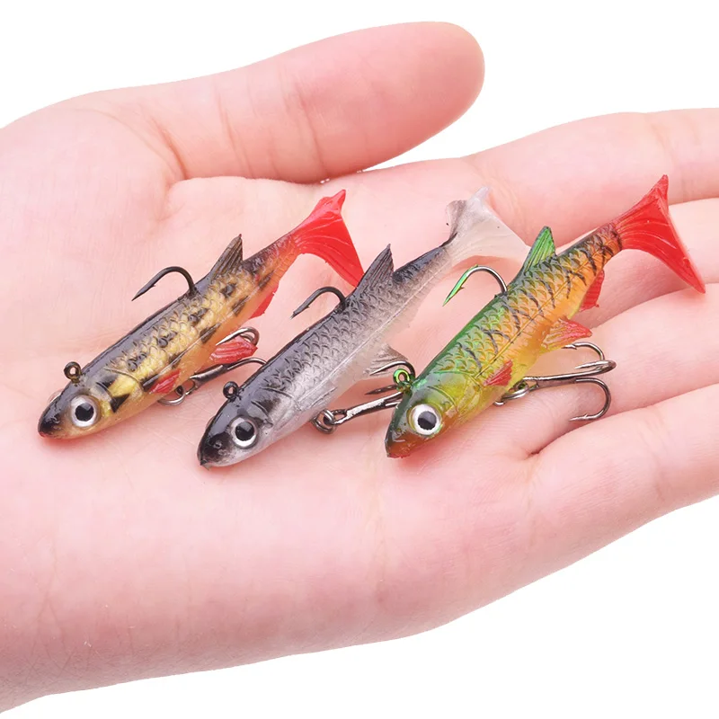 1PCS Small Minnow Silicone Soft Bait 50mm 3.5g Jig Wobblers Shad Spoon Fishing Lure Artificial Leurre With Hooks Bass Carp Pesca