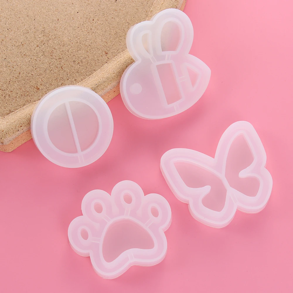 Butterfly Shaker Crystal Epoxy Resin Molds Silicone Key Chain Pendant Hanging Tags Cat Paw Quicksand Moulds Jewelry Making Tools