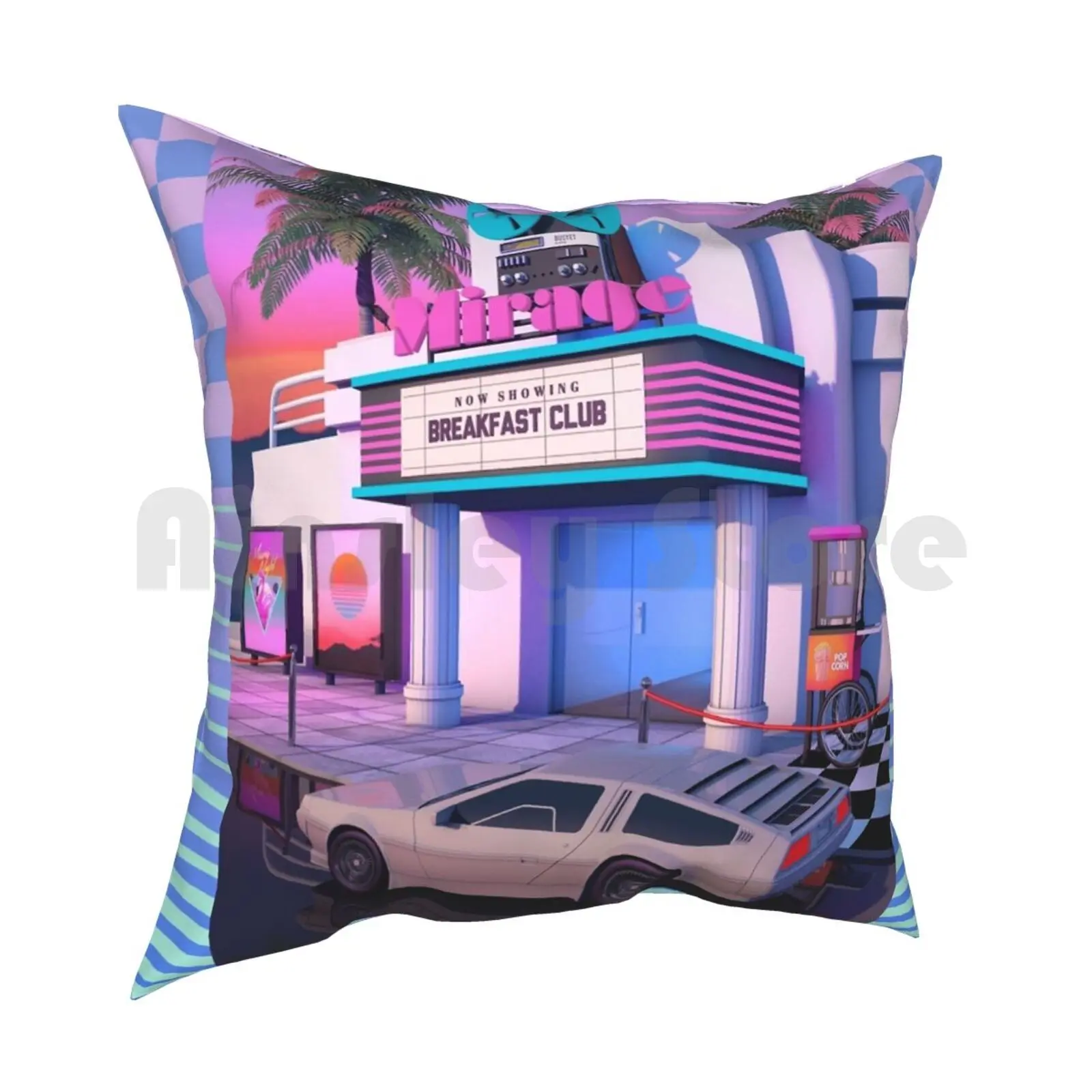 80S Cinema Pillow Case Printed Home Soft Throw Pillow Synthwave Retrowave Vaporwave Outrun Dreamwave Rad Retro Retro