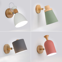 Nordic Design Led Indoor Wall Lamp Metal Lampshade Wood Bedside Corridor Vanity Light Luminaire Wall Sconce Home Deco Room Lamps