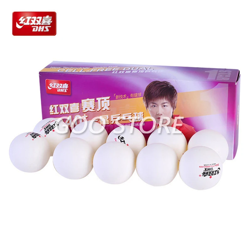 DHS table tennis balls new material 1 star d40+ balls for table tennis ABS 1-star 40+ plastic ping pong balls poly