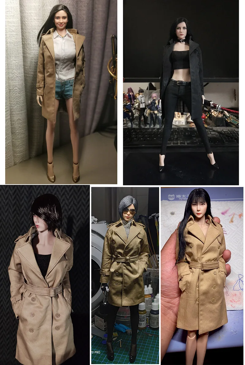 ในสต็อก1/6ทหารหญิง Encapsulated Body Classic Retro Retro ยาว Trench Coat 12นิ้ว Action Figure Body อุปกรณ์เสริม