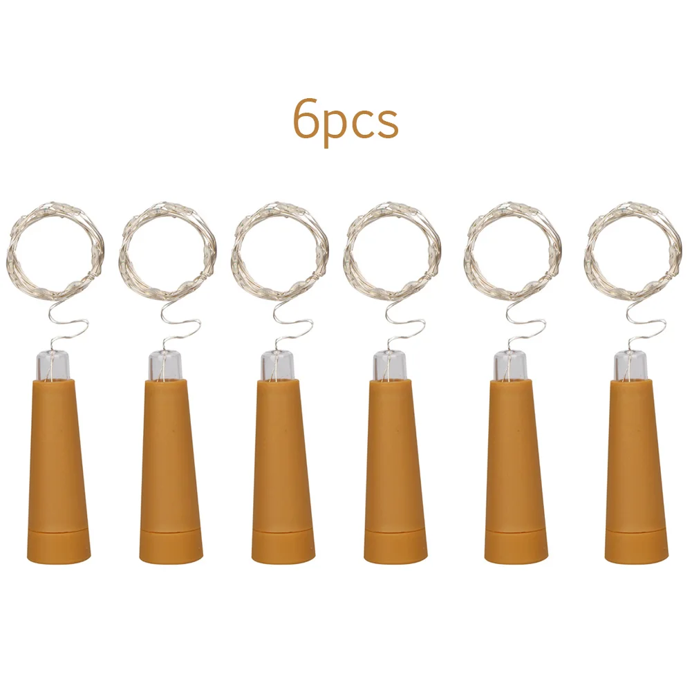 6PCS 2M 20 코르크 빛 AAA 배터리 LED 코르크 빛 문자열 와인 병 빛 장식 구리 문자열 빛 따뜻한 빛 DIY 방식