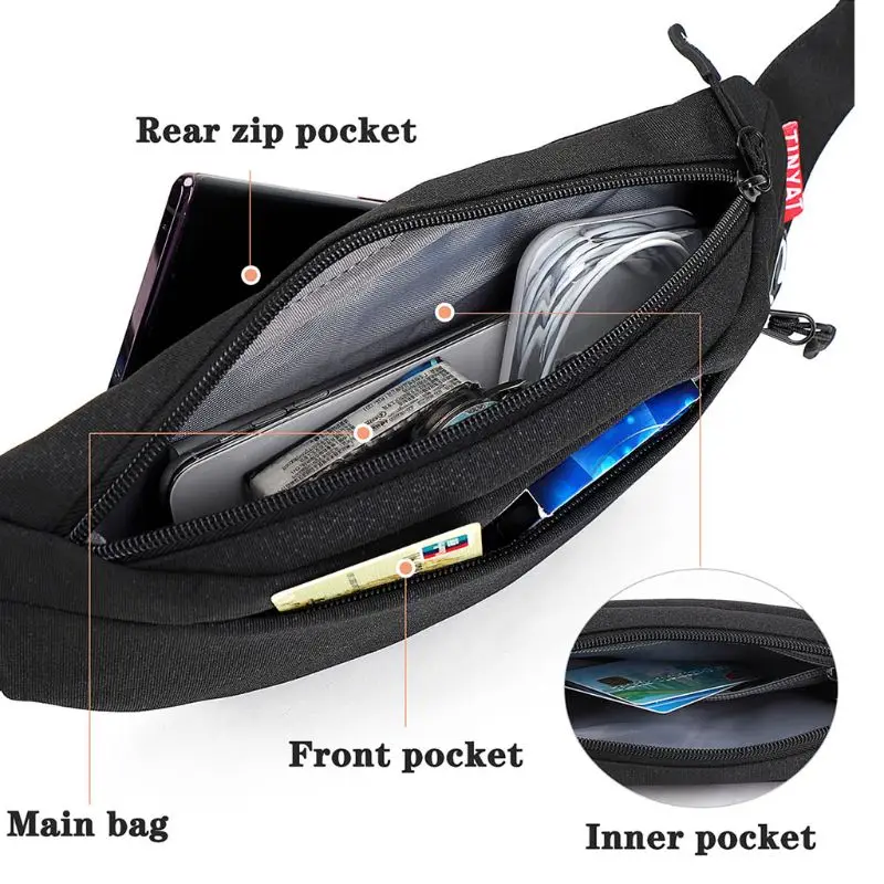 Mode Männer Taille Tasche Fanny Pack Pouch Sport Gürtel Hüfte Brust Crossbody Schulter Geldbörse