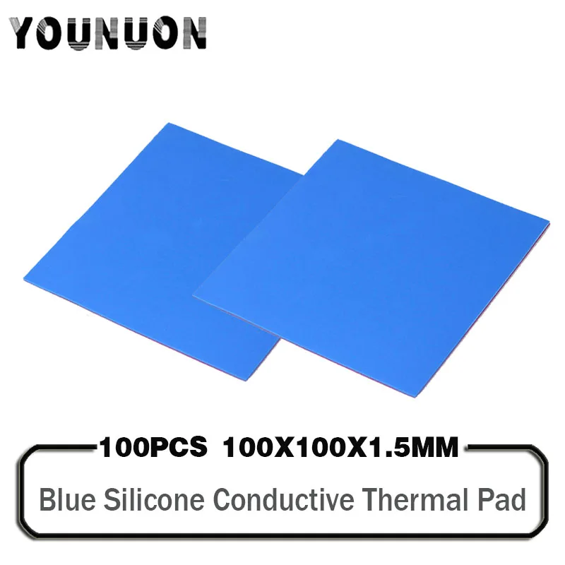 

100 Pieces 100mm*100mm*1.5mm Thermal Pad 100x100mm 1.5mm Thickness GPU CPU Heatsink Cooling Conductive Silicone Pad Thermal Pad