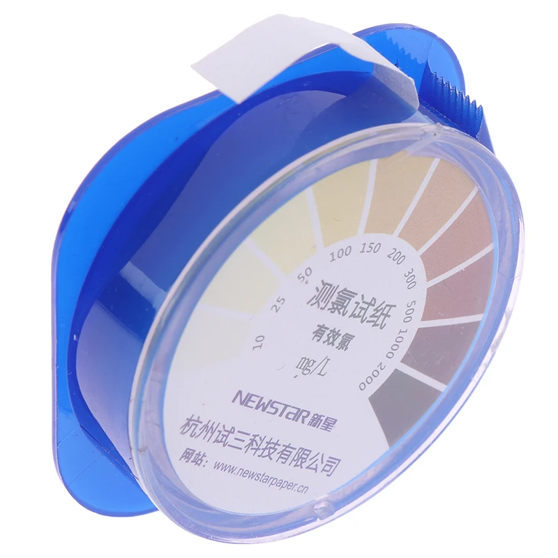 5M/Roll Chlorine Test Paper Strips Cleaning Water Testing Measuring Range 10-2000mg/lppm Color Chart