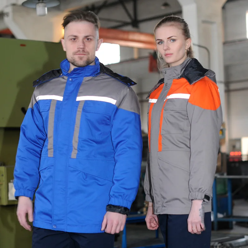 Thick Reflective Winter Men Women Working Jacket Coat Welding Cotton Padded Factory Auto Workshop Uniforms Durable Thermal Coat