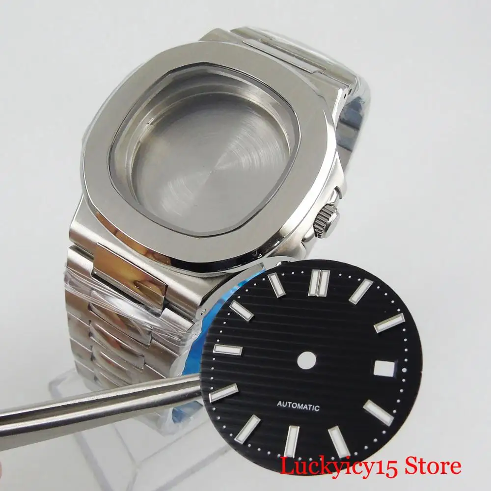 39mm kwadratowy zegarek męski + zegarek ze stali nierdzewnej + zegarek Dial Fit ruch MIYOTA