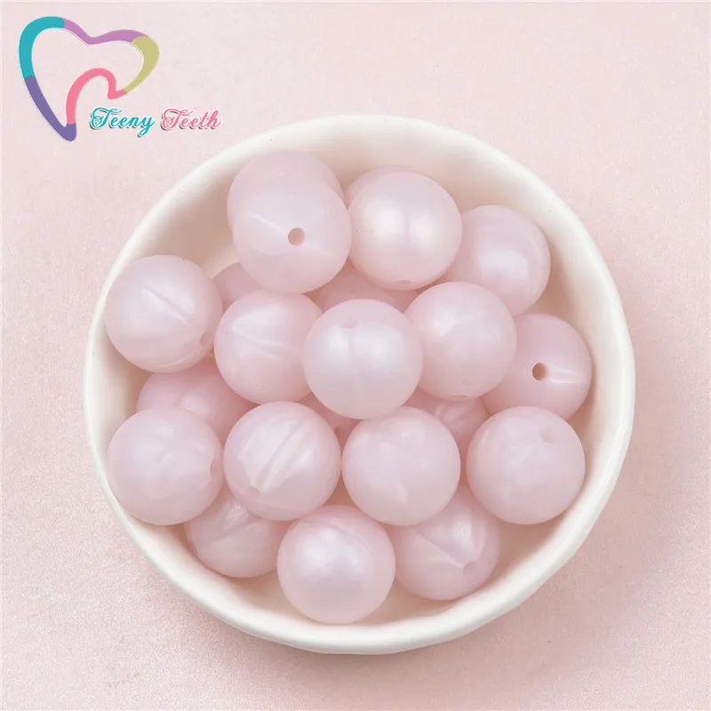 10 PCS Metallic Pink Silicone Round Beads 9-19 MM Food Grade Teething Silicone Ball Loose Hexagon 14-17 MM Bead For DIY Jewelry