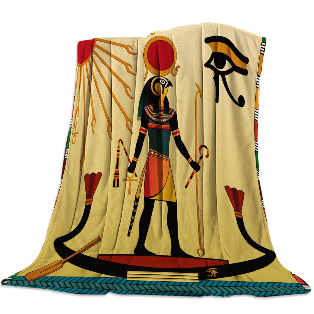 

Egypt Hieroglyph Ancient Religion Sun Eyes Throw Blanket Soft Warm Microfiber Blanket Flannel Blanket