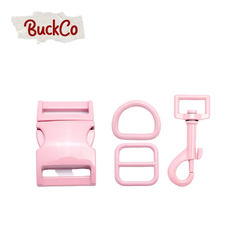 1set(metal buckle+adjust buckle+D ring+metal dog clasp)20&25mm DIY collar bags zinc alloy metal crafts stoving varnish 7 colours