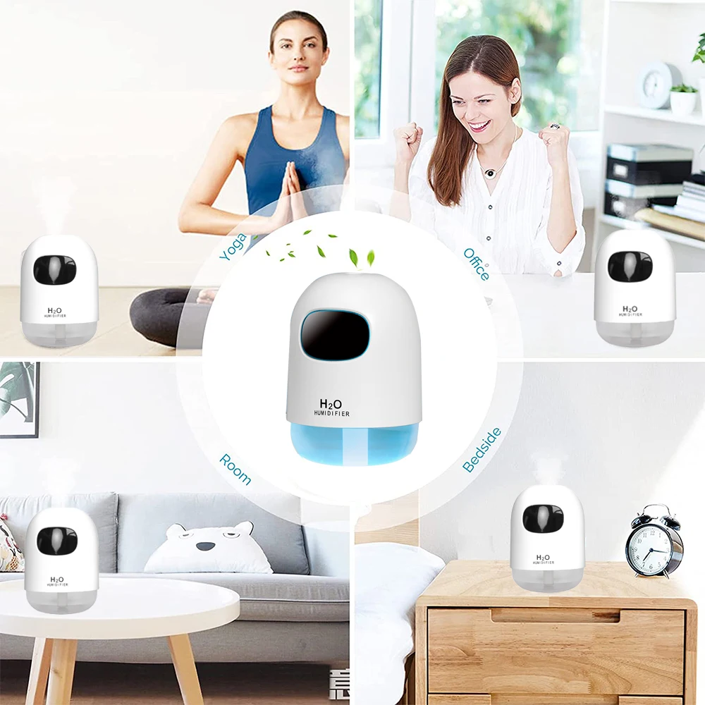 Mini umidificador 200ml super silencioso desktop umidificador de névoa fria para o quarto do bebê escritório carro casa 7 cores led noite purificador ar