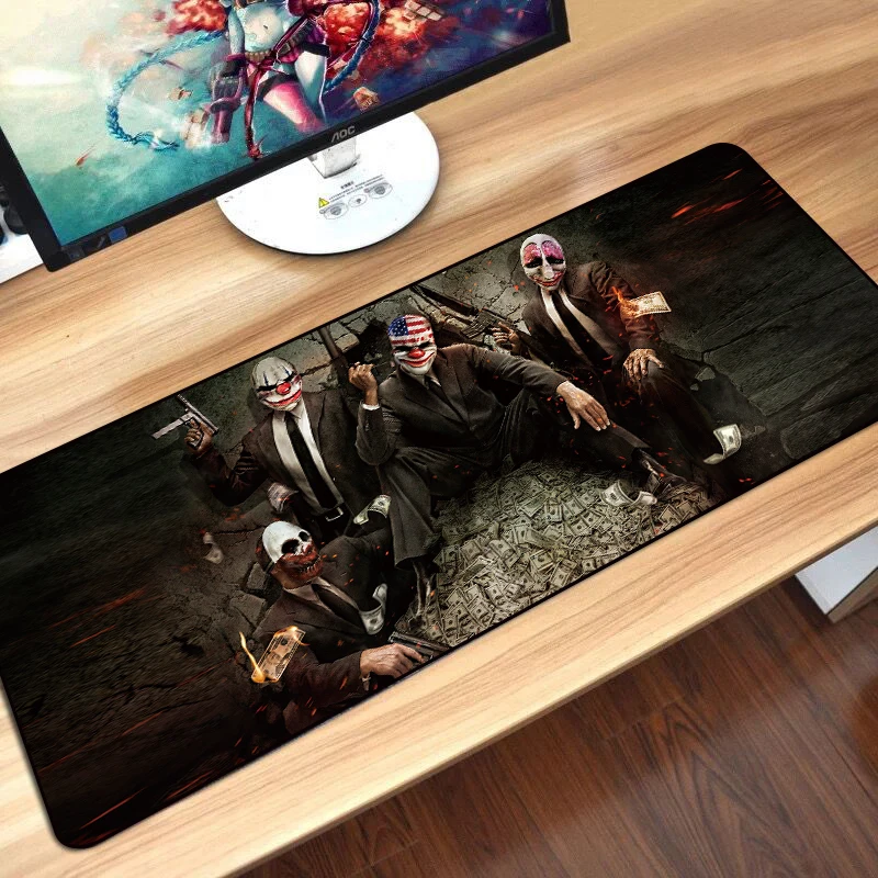 80X30cm Gaming Mouse Pad For Payday 2 Large XL Computer Mousepad Locking Edge Rubber Speed Desk Mat Anti-slip For PC Keyboard