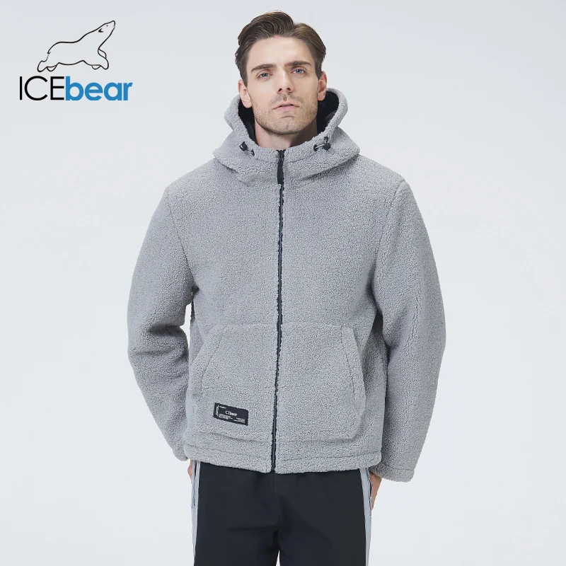 icebear 2023 winter new men\'s jacket short cotton coat polar fleece jacket unisex brand apparel MWC20966D