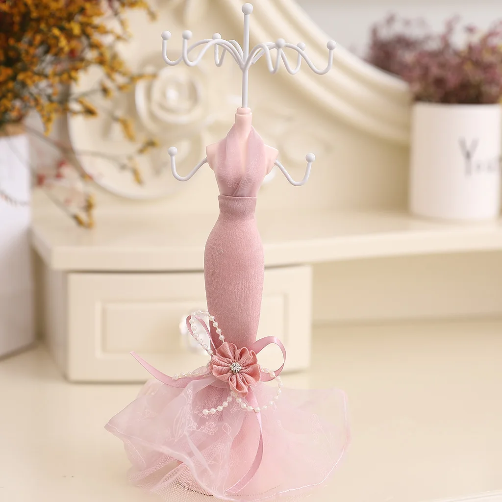 Cute Lady Girls Mannequin Fantasy Doll Display Stand Holder Dress Earring Necace Ring Rack Holder Room Ornament DIY Accessories