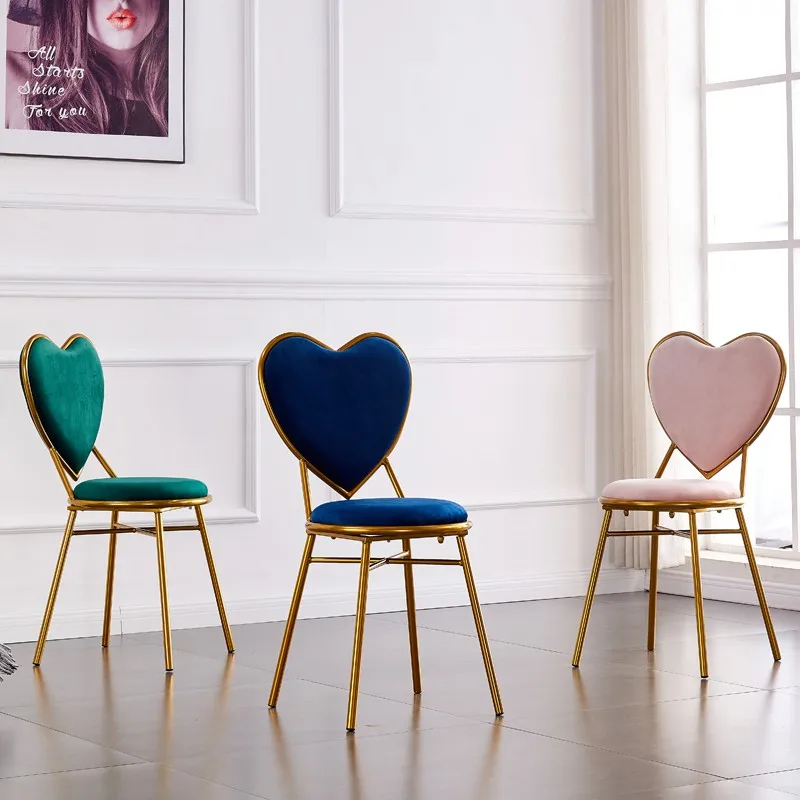 Chair Ins Make-up Chair Bedroom Back-chair Simple Dining Chair Heart Shaped Bedroom Nail Princess Dressing Stool Bedroom ZM1103