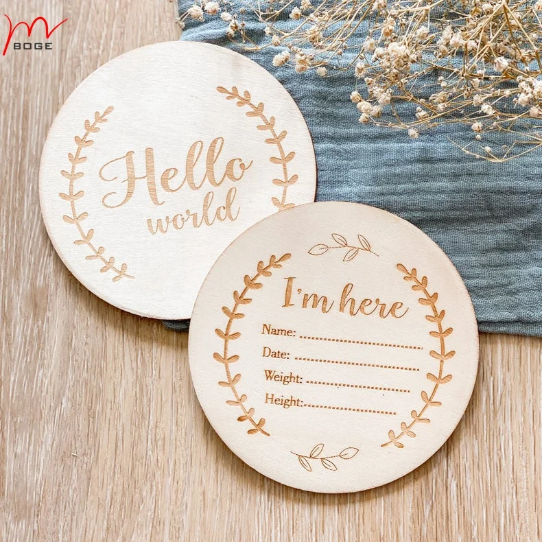 20pcs Hello World Wooden Birth Announcement Plaque Sign Keepsake New Baby Gift