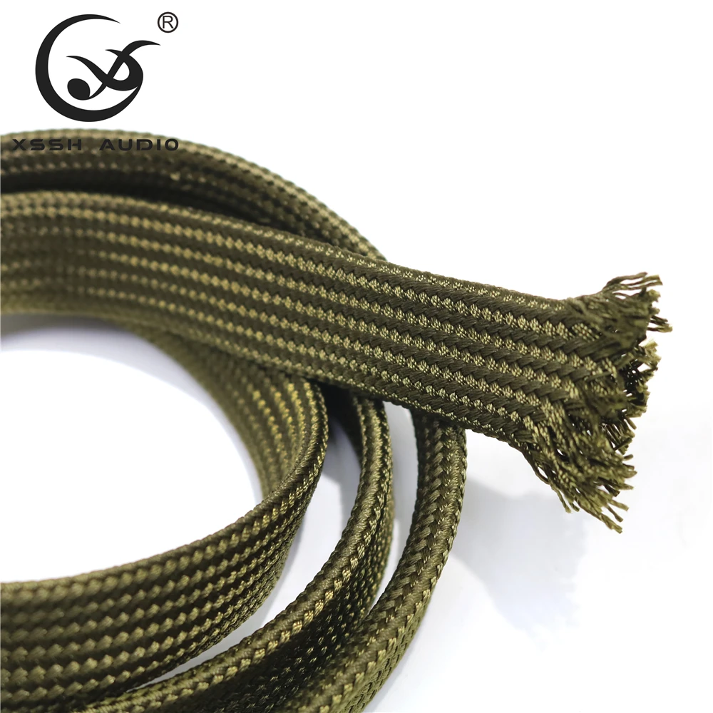 10m/20m High Density Green Cotton Polyamide Sleeve DIY HiFi Speaker Power Audio Wire Shock Absorber Braided Cable Sheath Sleeves