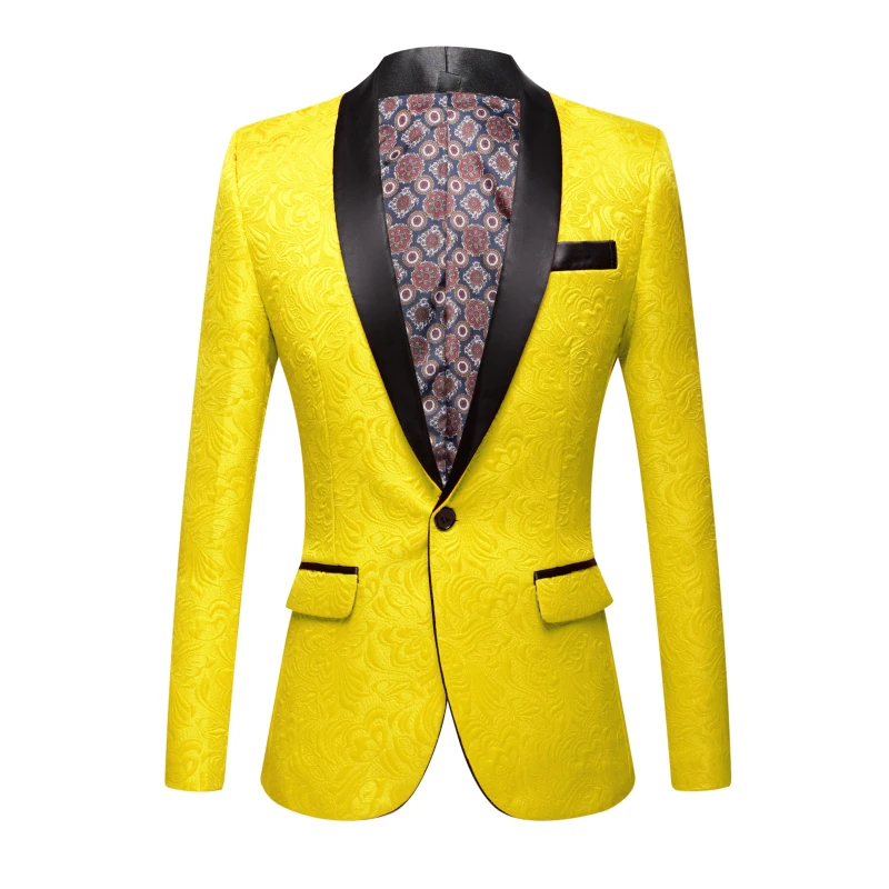 New Sutumn/Winter Pink Yellow Black White European And American Men\'s Wear Long Sleeve Heavy Jacquard Fashionable Suit Jacket