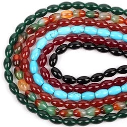 Natural Agates Green Chalcedony Onyx Turquoises Stone Beads Rice Beads For Jewelry Making Diy Necklace Bracelet Accessories