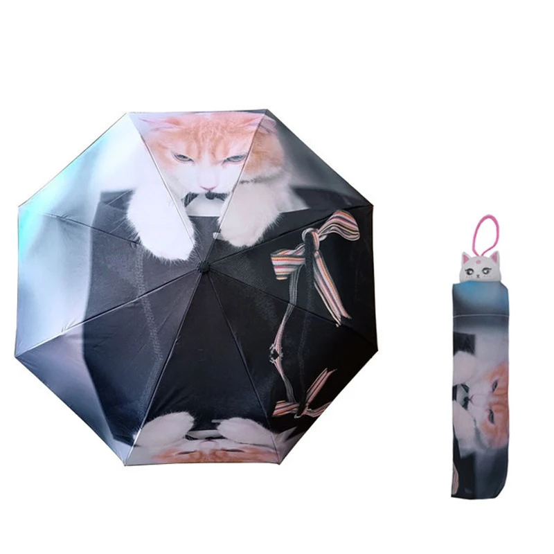 Cute Cat Dog Head Printing Umbrella Women Anti-uv Parosal Waterproof Men Umbrellas Creative Cool Cat paraguas Gift Dropship