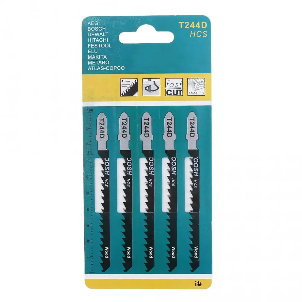 5pcs/set T244D 100mm High-carbon Steel Reciprocating Saw Straight Cutting Jig Saw for Woodworking / Plastic PVC NEW