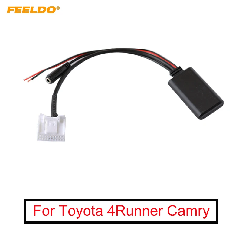 

FEELDO 1PC Car Wireless Bluetooth Module Aux Audio Cable Music Adapter With Micphone For Toyota 4Runner Camry Rav4 AUX Cable