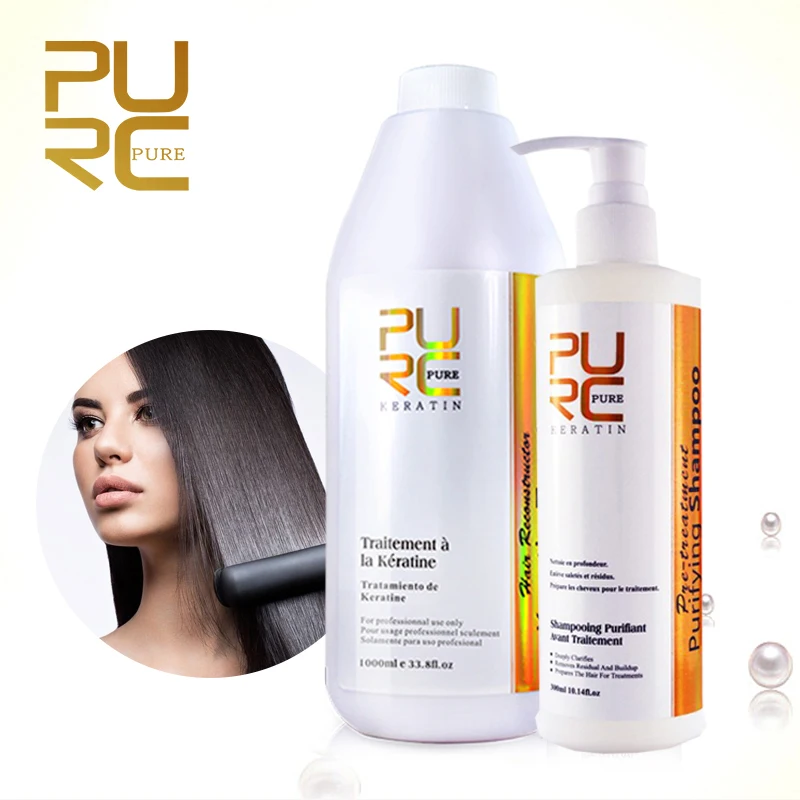 

PURC Brazilian Keratin Hair Treatment Straightening Smoothing Cream Purifying Shampoo Repair Damaged Hair Care