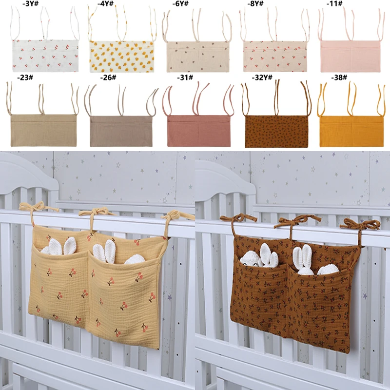 Baby Bed Hanging Storage Bags Cotton Newborn Crib Organizer Toy Diaper Pocket for Crib Bedding Set Accessories Nappy Store Bags