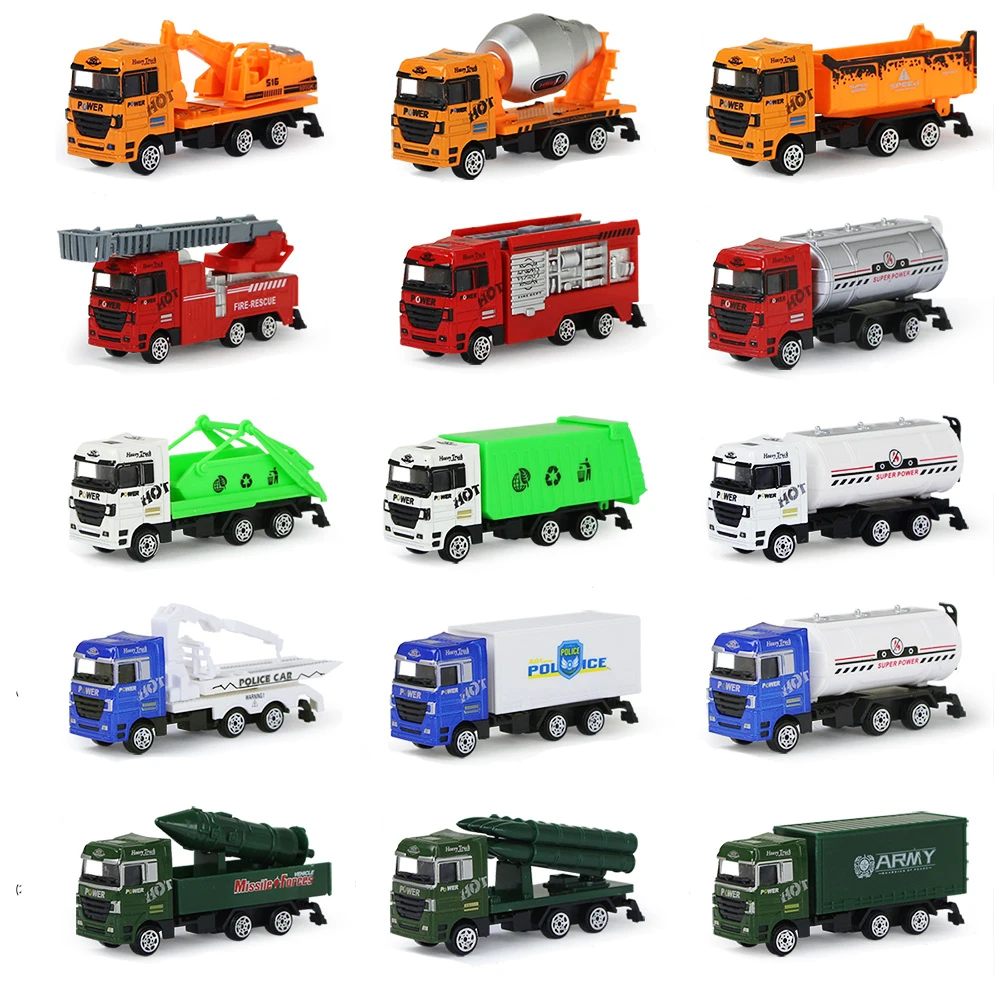 

15 Styles Simulation Alloy Car Truck Model Series Construction Vehicle Engineering Frie Diecast Toys Gift for Boys Children