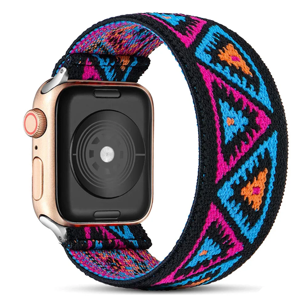 Scrunchie Strap For Apple watch band 44mm 42mm 40mm 38mm Bohemia Elastic belt solo loop bracelet correa iWatch series 6 se 5 4 3