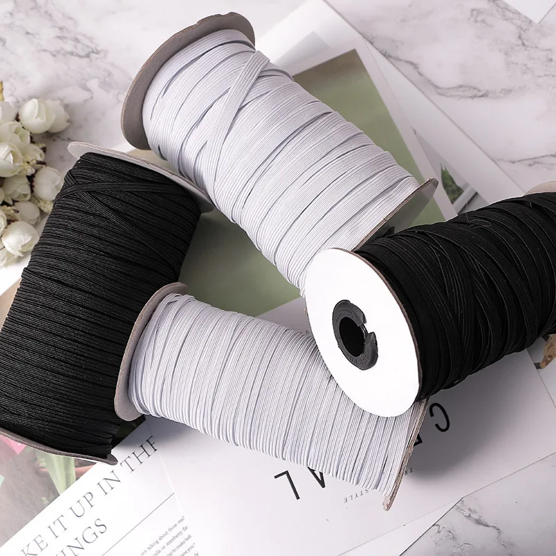 3mm 5mm 8mm 10mm 12mmElastic Band Masks White Blackm High Elastic Flat Rubber Band Waist Band Sewing Stretch Rope DIY Mask