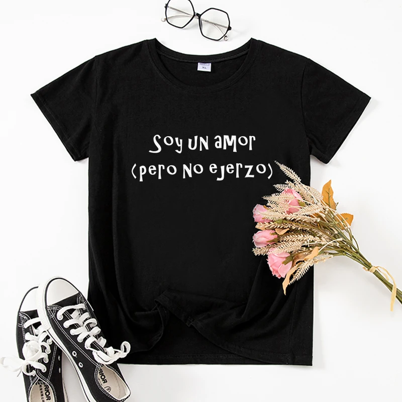 Fashion Spanish camiseta de mujer Short sleeve Women T-shirts Cotton Summer shirt Letter Pritn lady tshirt tee Black White