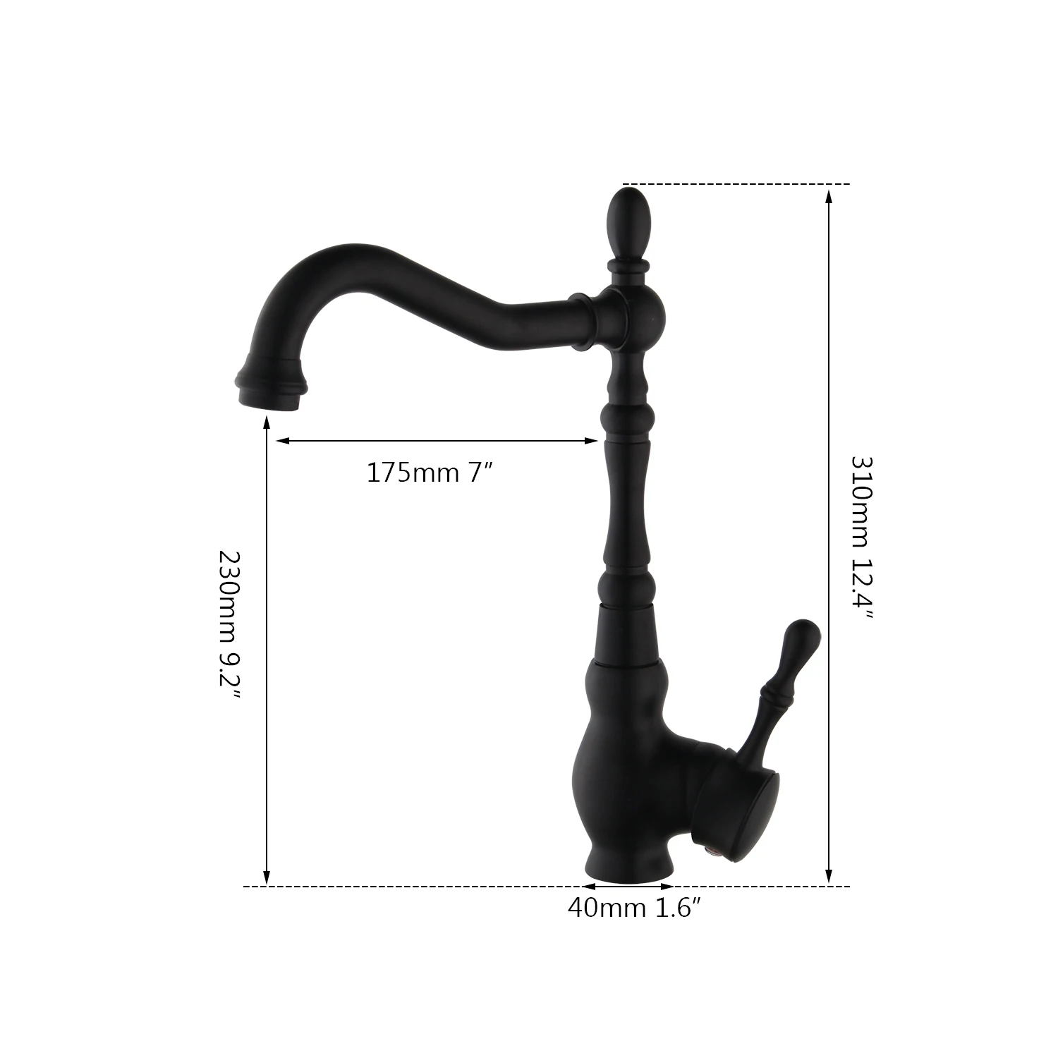 Monite Matte Black Kitchen Faucet Water Tap Swivel Spout Kitchen Sink Basin Faucet Black Vessel Vanity Lavatory Faucet Mixer Tap