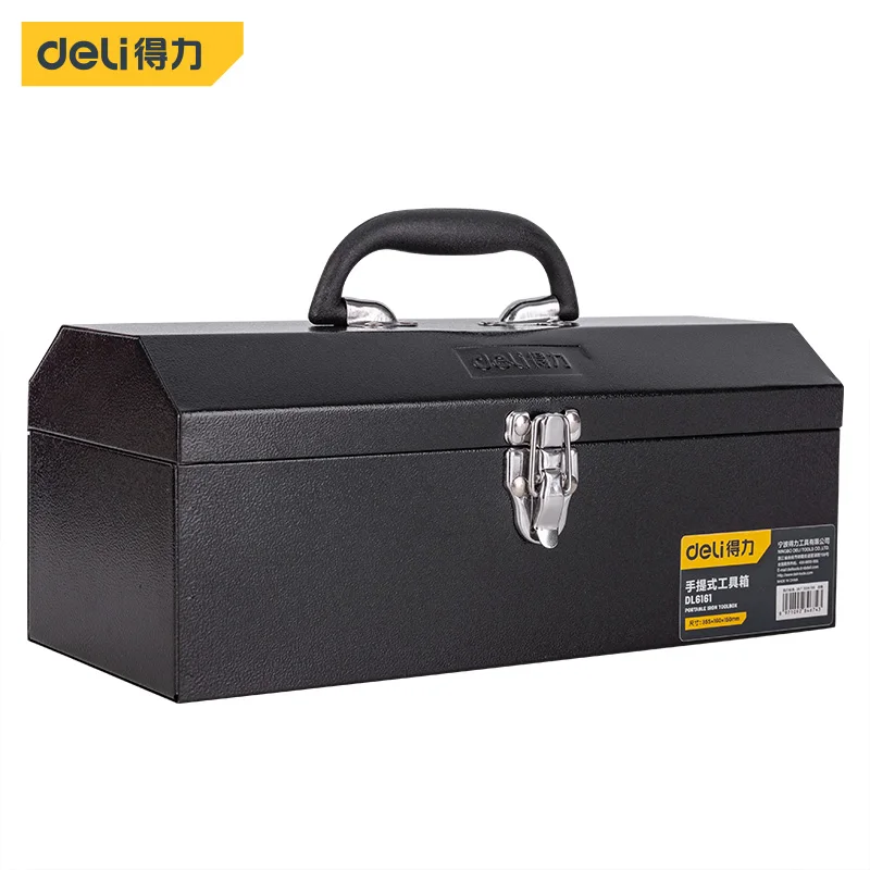 Deli 15 Inches Toolbox Tool Storage Made Of Cold-Rolled Steel Compressive Seismic And Strong Metal Lock