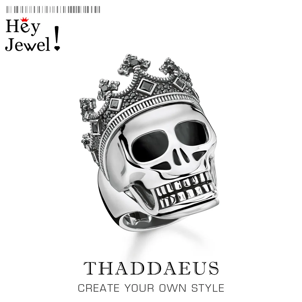 Skull Crown Cocktail Ring in ,Vintage Power Gift for Men,Europe Sign of Strength 2020 Summer Fine Jewelry