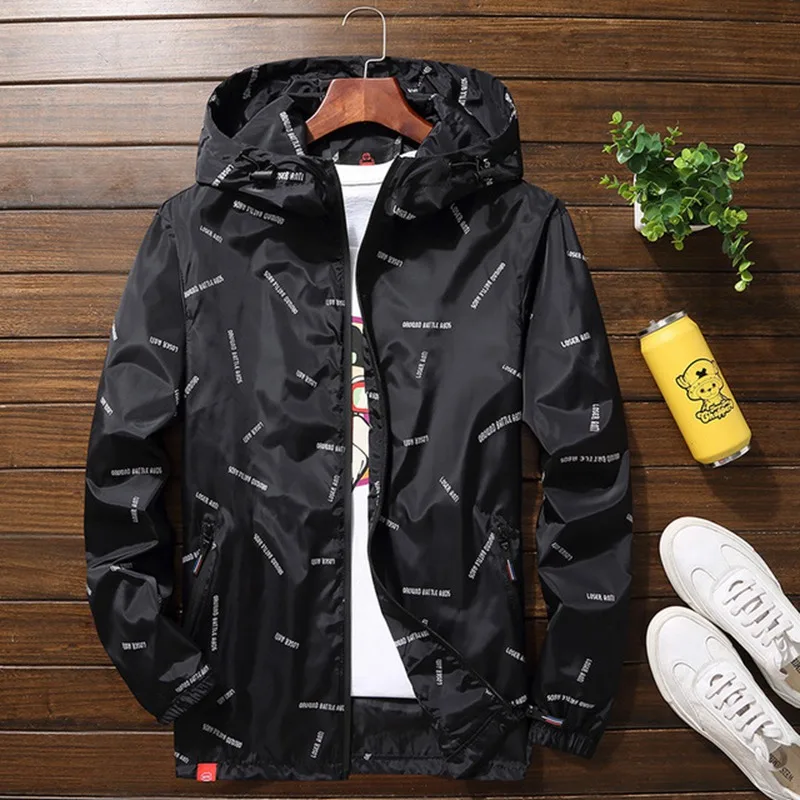 Thin Section Spring and Autumn Plus Size Hooded Jacket  Men's Jacket Casual Jacket  Coat Men